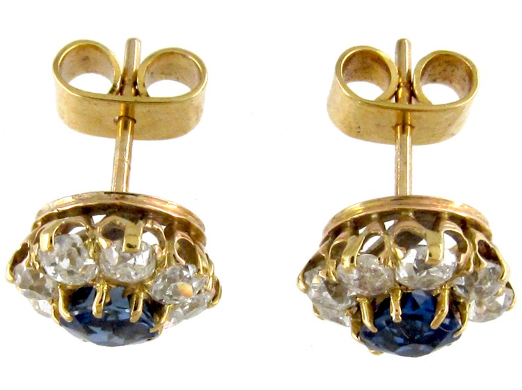 Sapphire & Diamond Cluster Earrings