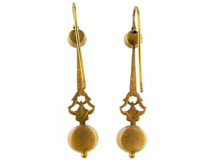 Gold Jubilee Enamel Moonstone & Chrysoprase Drop Earrings