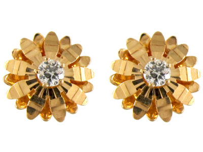 Diamond & 18ct Gold Flower Earrings