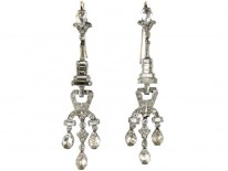 Large Art Deco Silver & Paste Drop Earrings