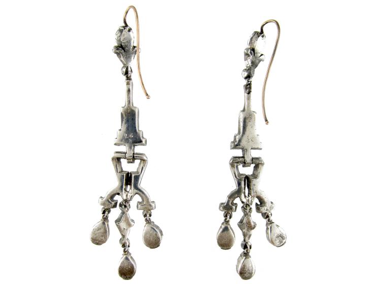 Large Art Deco Silver & Paste Drop Earrings (494D) | The Antique ...