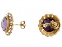 Amethyst & Natural Pearl Cluster Earrings
