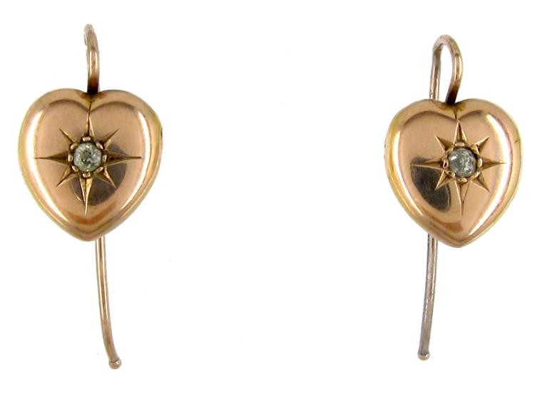 Gold & Diamond Heart Shape Earrings