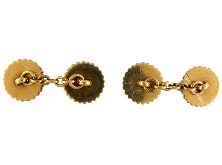 18ct Gold & Enamel Victorian Crown Cufflinks