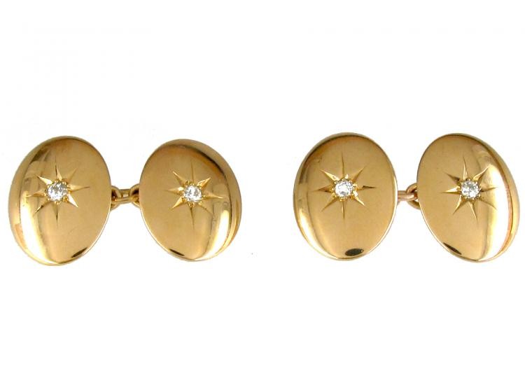 18ct Gold Diamond Set Victorian Cufflinks