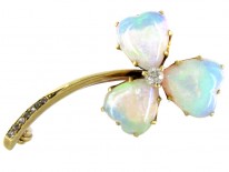 Opal Three Leaf Clover Brooch