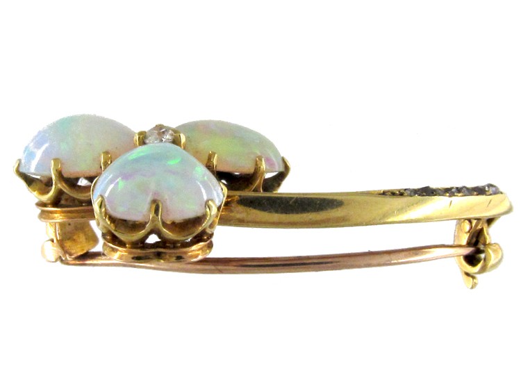 Opal Three Leaf Clover Brooch