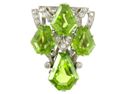 Art Deco Peridot & Diamond Clip