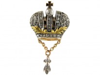 Russian Diamond Romanov Crown Brooch