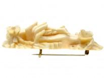 Victorian Carved Ivory Hand Brooch