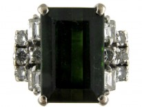 Green Tourmaline & Diamond Retro Ring
