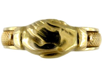 Georgian 18ct Gold Clasped Fede Hands Opening Ring