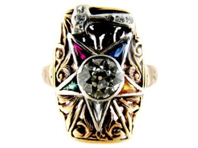Gold Masonic Gemstone Ring