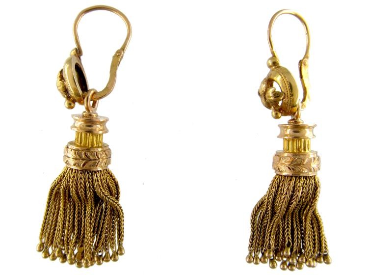 French 19th Century 18ct Gold Tassle Earrings