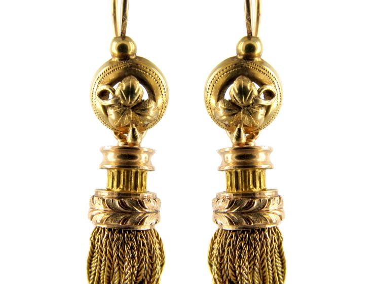 French 19th Century 18ct Gold Tassle Earrings