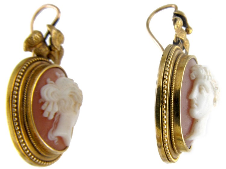 Victorian 15ct Gold Cameo Earrings