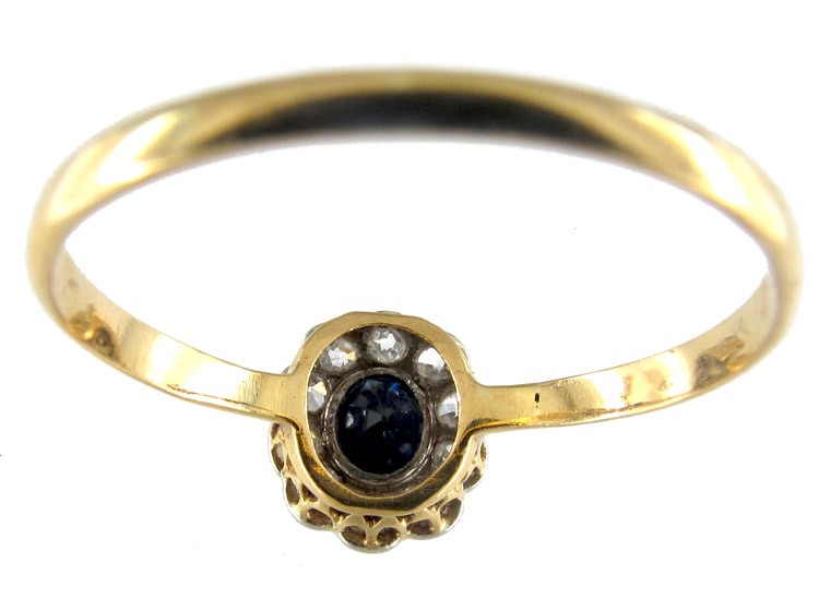 Sapphire & Diamond Small Cluster Edwardian Ring