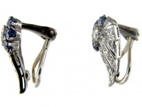 Burma Sapphire & Diamond Art Deco Clip-On Earrings