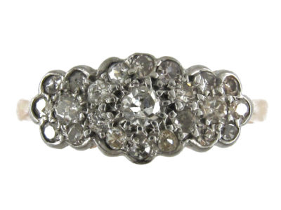 Diamond Triple Cluster 18ct Gold Edwardian Ring