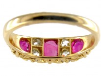 Three Stone Ruby & Diamond Victorian Ring