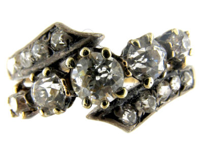Gold & Platinum Diamond Crossover Ring