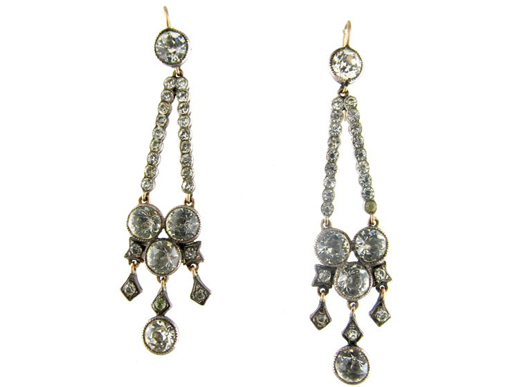 Edwardian Silver Paste Drop Earrings (732D) | The Antique Jewellery Company