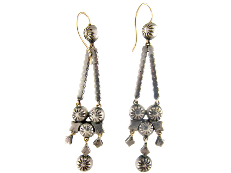 Edwardian Silver Paste Drop Earrings (732D) | The Antique Jewellery Company