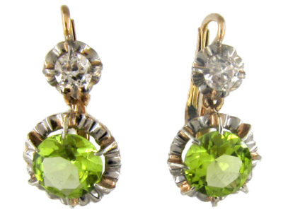 Edwardian Peridot & Diamond Earrings