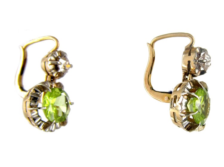 Edwardian Peridot & Diamond Earrings