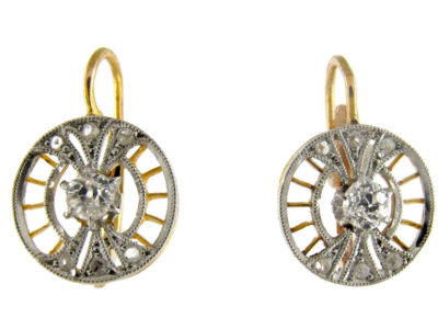 Round Diamond Set Art Deco Earrings