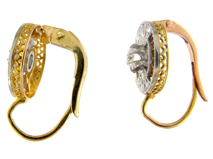 Round Diamond Set Art Deco Earrings