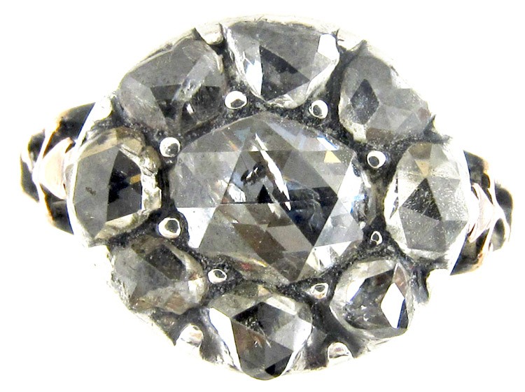 Georgian Rose Diamond Oval Cluster Ring