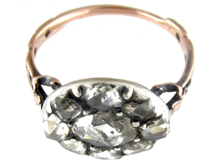 Georgian Rose Diamond Oval Cluster Ring