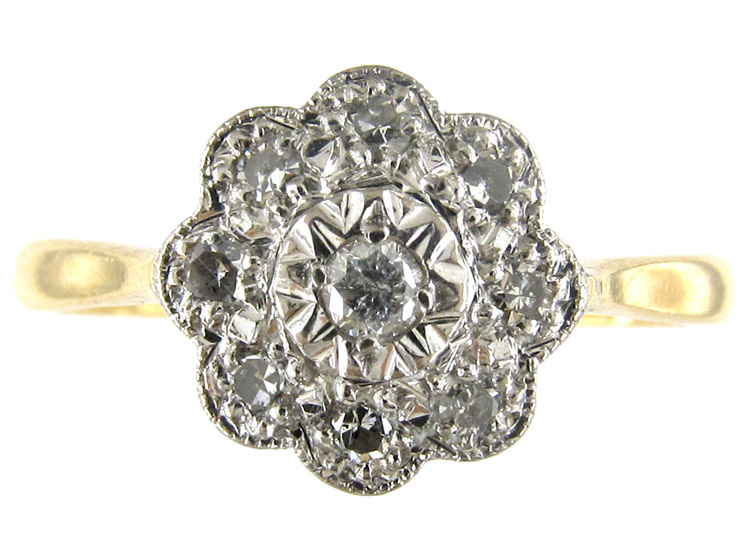 Diamond Round Cluster Ring (720D) | The Antique Jewellery Company