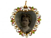 Suffragette Enamel 15ct Gold Heart Pendant