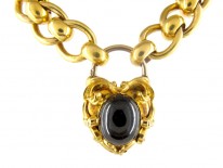 Large Gold Garnet Padlock Victorian Bracelet