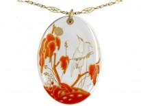 Marcel Goupy Painted Glass Pendant on Original Chain