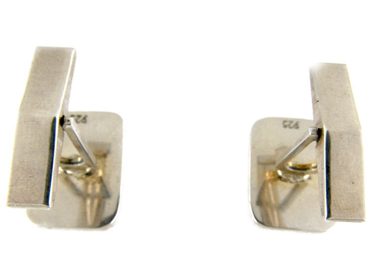 Silver & Agate Cufflinks (548D) | The Antique Jewellery Company