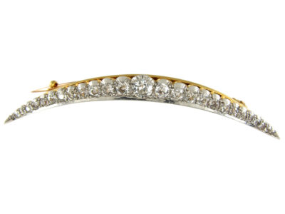 Victorian Diamond Crescent Moon Brooch
