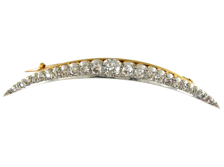 Victorian Diamond Crescent Moon Brooch 707D The Antique Jewellery Company