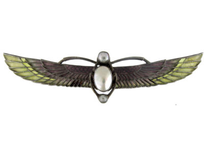 Plique-à-Jour Egyptian Revival Silver Brooch