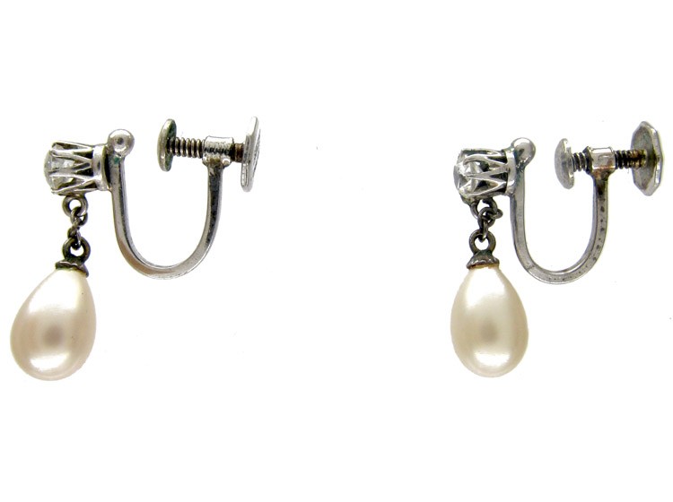 Paste & Faux Pearl Drop Earrings