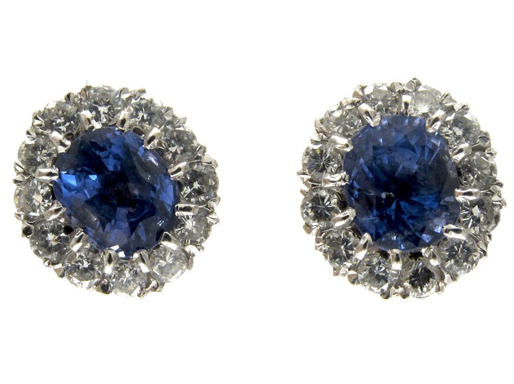 Ceylon Sapphire & Diamond Cluster Earrings