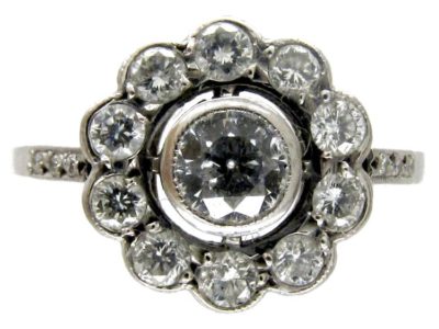 Diamond Open Cluster Art Deco Ring