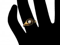 Art Nouveau Natural Pearl 18ct Gold Twist Ring