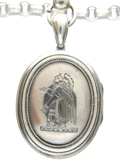 Victorian Silver Assyrian Design Locket
