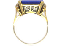 14ct Gold Lapis & Diamond Tablet Ring