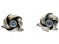 Silver Knot Cufflinks Set with Sapphires