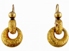 Victorian Gold Hoop Drop Earrings