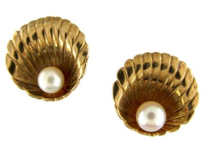 Yellow Gold & Pearl Shell Earstuds
